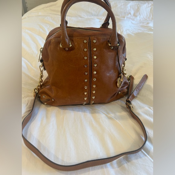 Michael Kors Uptown Astor Studded WALNUT Leather Large Satchel Bag - Picture 13 of 13